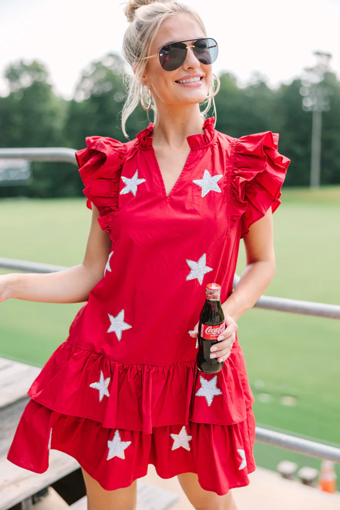 Star Of The Show Crimson red Sequined Dress | The Mint Julep Boutique