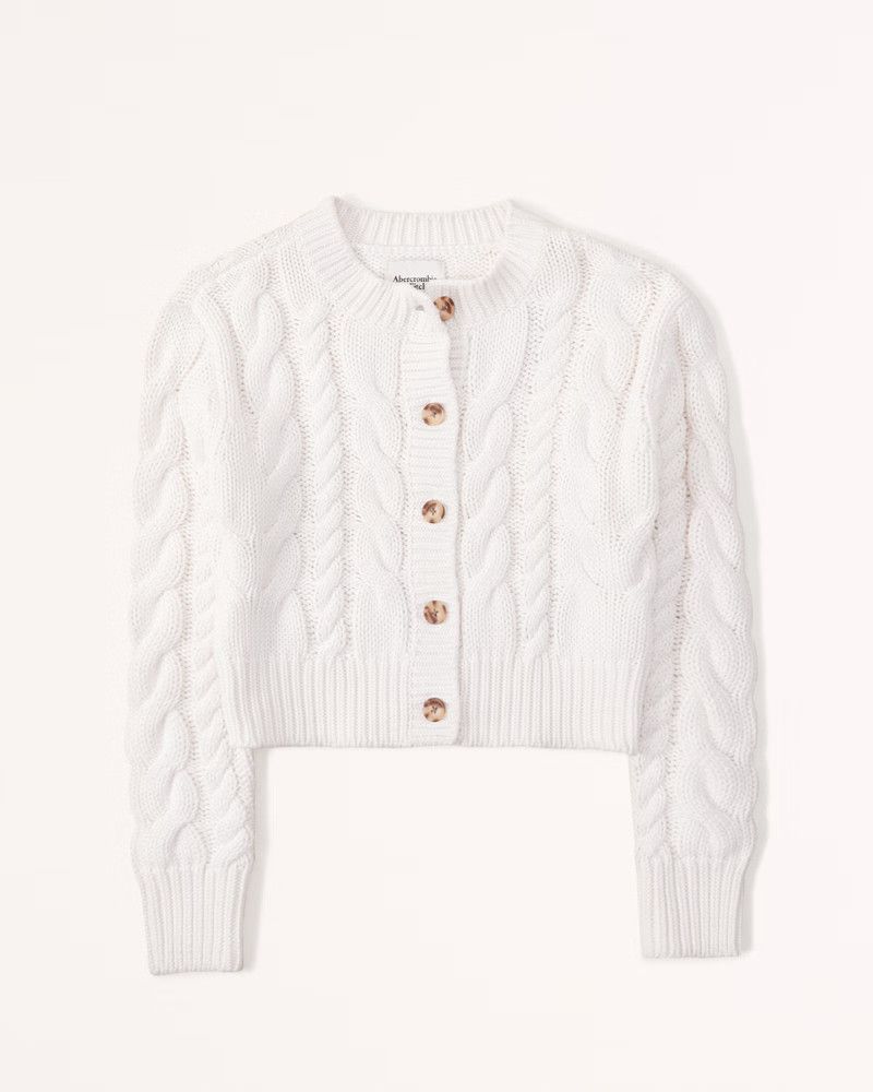 Cable Crew Cardigan | White Cardigan | White Sweater Sweaters | Spring Outfits 2023 | Abercrombie & Fitch (US)