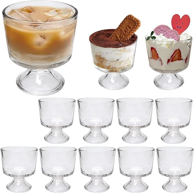 QAPPDA Glass Dessert Bowl Set of 12,Clear Footed Ice Cream Cups 300ml,Premium 10 Ounce Glass Prep... | Amazon (US)