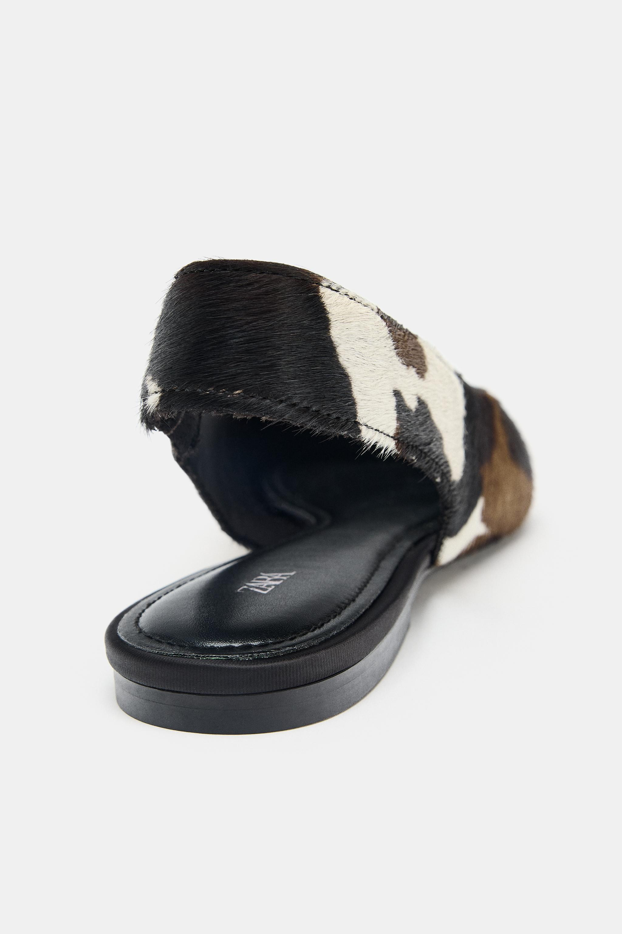 LEATHER SLINGBACK BALLET FLATS | Zara UK