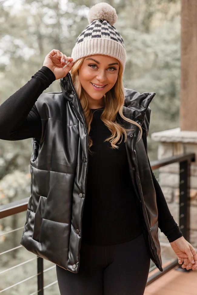 Wilder Days Black Faux Leather Puffer Vest | Pink Lily
