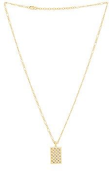 Luv AJ The Checkerboard Dog Tag Necklace in Gold from Revolve.com | Revolve Clothing (Global)