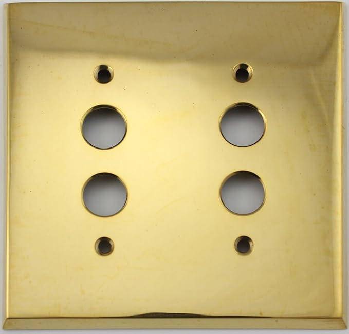 Unlacquered Polished Brass 2 Gang Push Button Light Switch Wall Plate | Amazon (US)