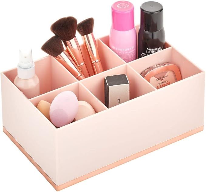 mDesign Plastic Makeup Storage Organizer with 6 Sections for Bathroom Countertops, Vanity Holder ... | Amazon (US)