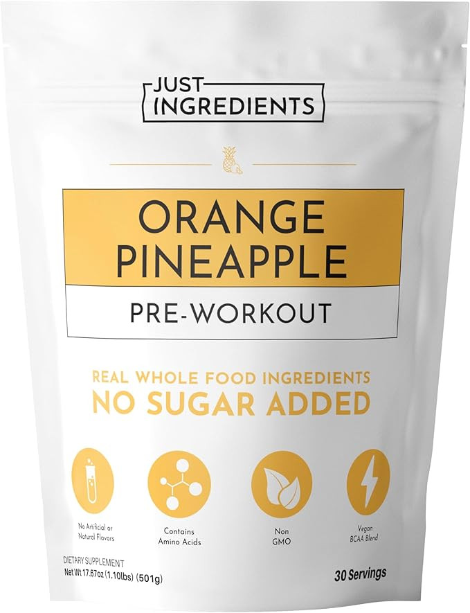 JUST INGREDIENTS  Pre-Workout Powder - Orange Pineapple, BCAA, Beta Alanine, Citrulline, 30 Servi... | Amazon (US)
