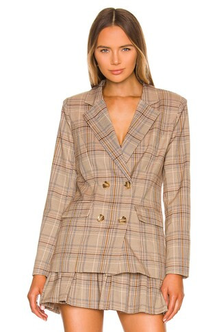 MAJORELLE Rhea Blazer in Tan Plaid from Revolve.com | Revolve Clothing (Global)