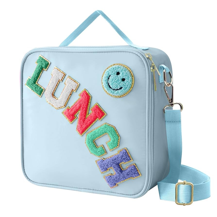 Insulated Lunch Bag With Adjustable Shoulder Strap, Nylon Preppy Lunch Box Large Insulated Lunch ... | Amazon (US)