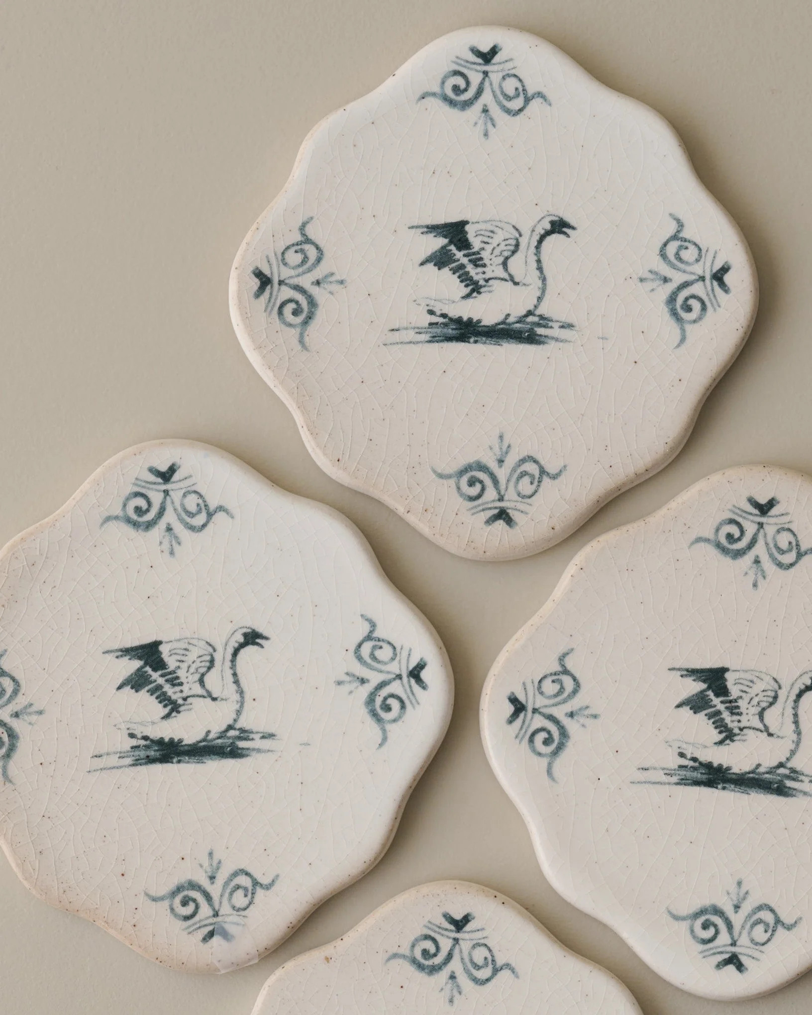Ceramic Swan Coaster set of Four | Magnolia
