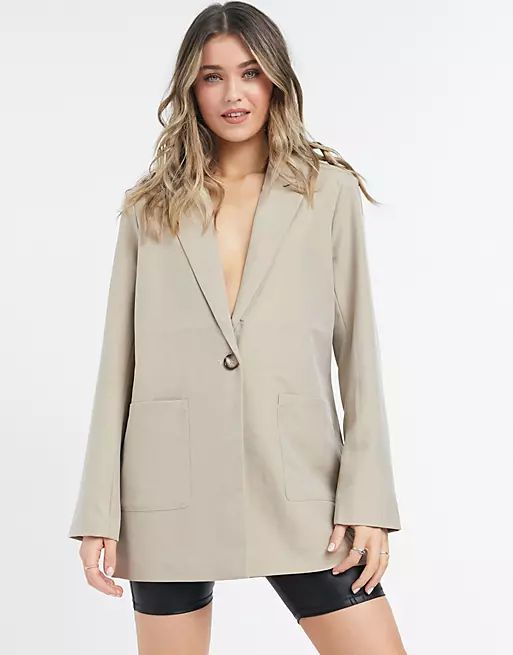 NA-KD - Blazer oversize coupe carrée - Beige | ASOS | ASOS (Global)