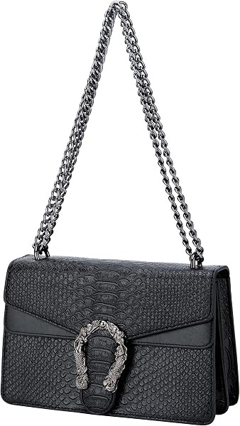 Leather Shoulder Bag Chain Purse for Women - Fashion Crossbody Bags Vintage Snake Print Underarm ... | Amazon (US)