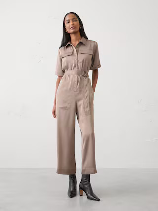 Satin Utility Jumpsuit | Banana Republic Factory