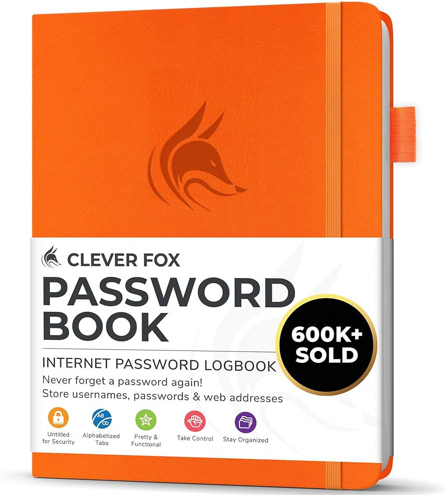 Clever Fox Password Book with alphabetical tabs. Internet Address Organizer Logbook. Small Pocket... | Amazon (US)