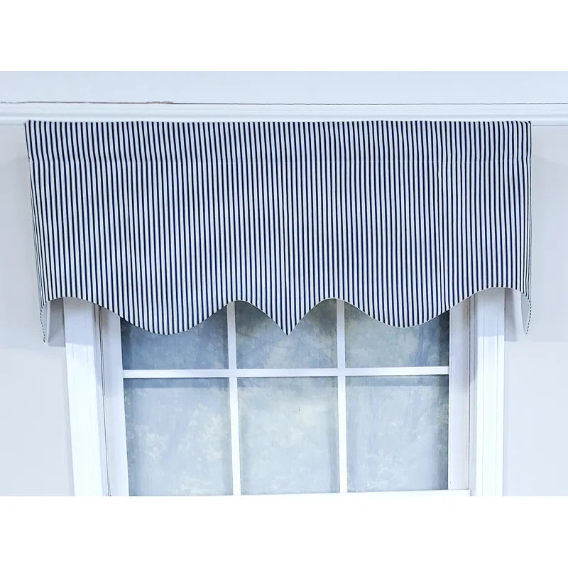 Ticking Cotton Blend Striped Scalloped Window Valance | Wayfair North America