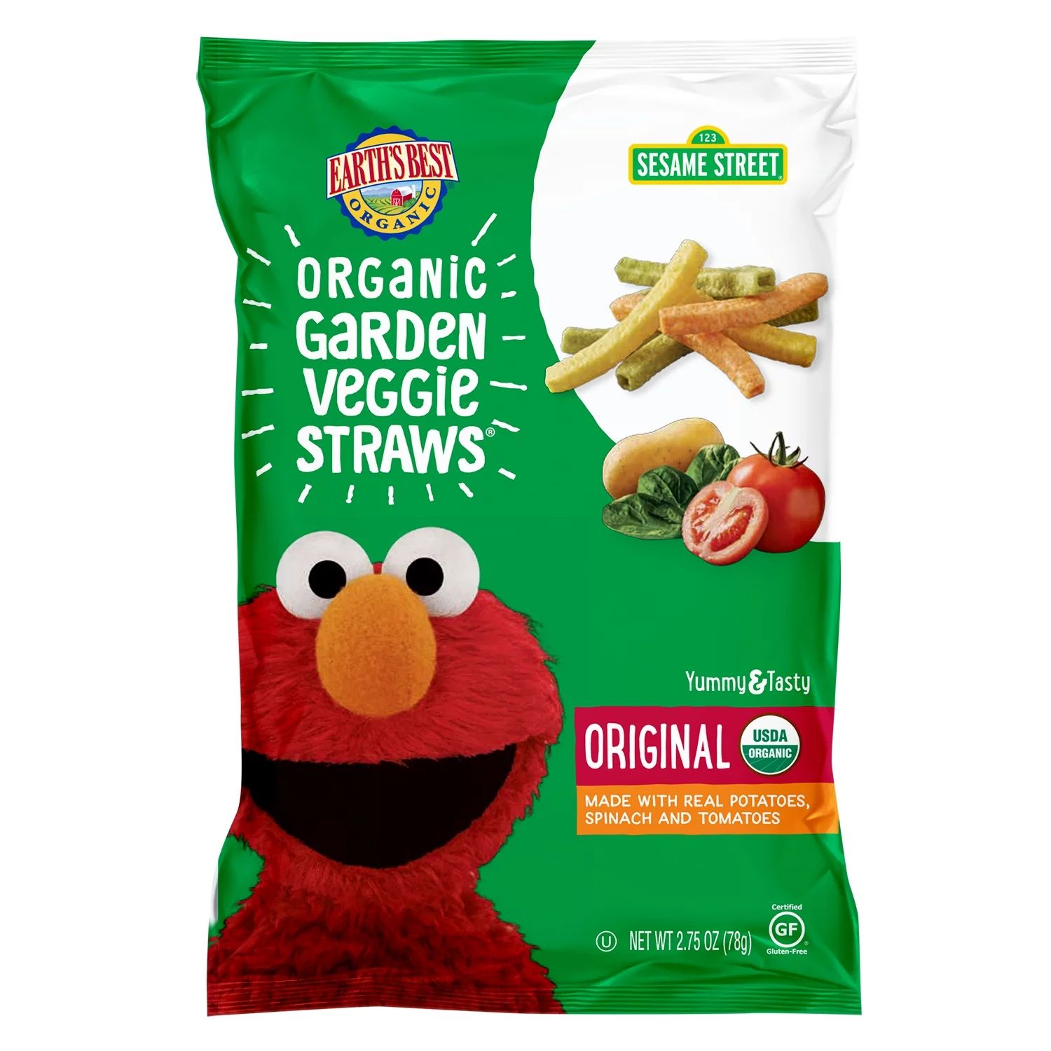 Earth's Best Organic Original Garden Veggie Straws Toddler Baby Snack, 2.75 oz Bag | Walmart (US)