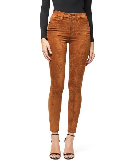 Good American Good Waist Faux-Suede Jeans - Inclusive Sizing | Neiman Marcus