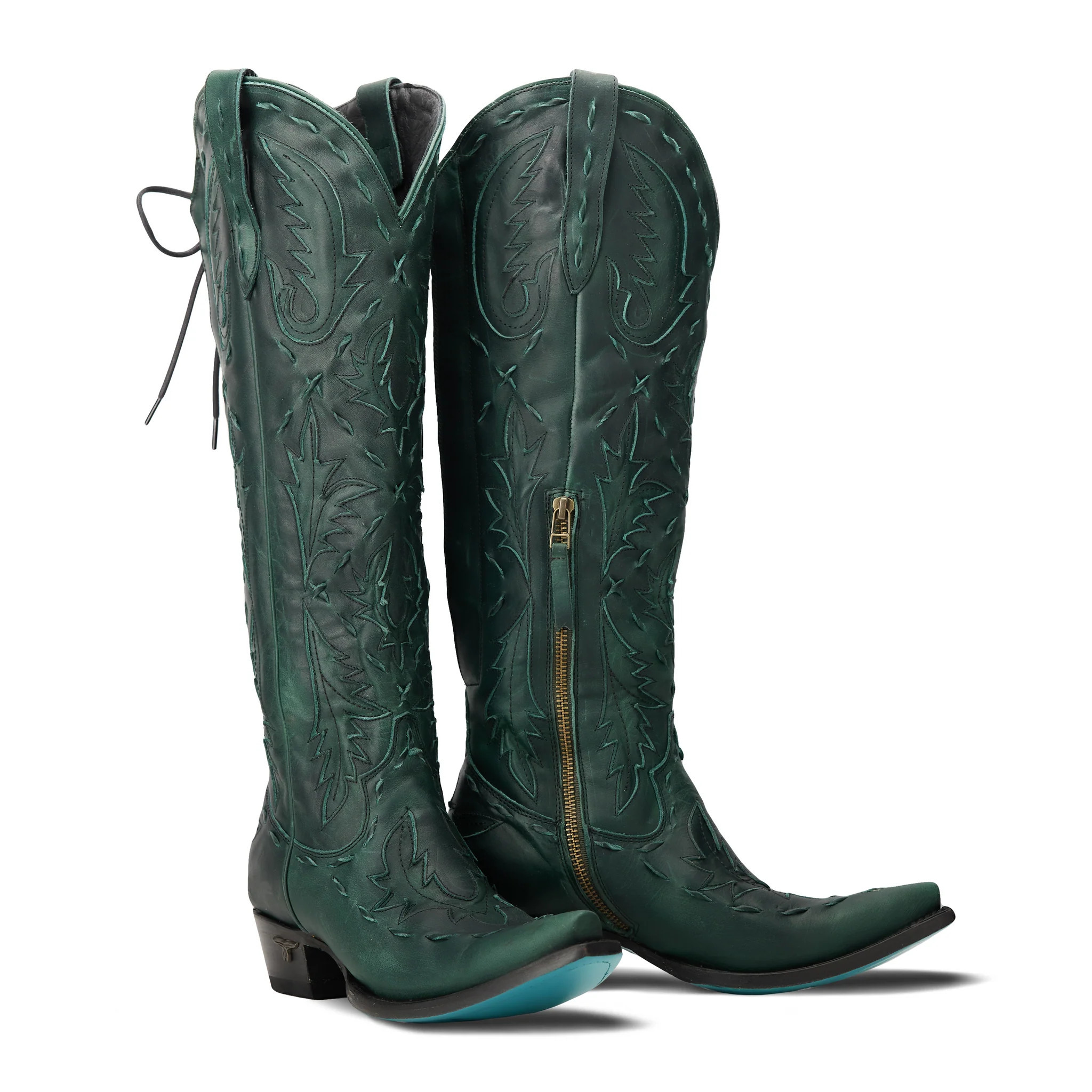 Reverie Knee High Corset - Emerald Green | Lane Boots