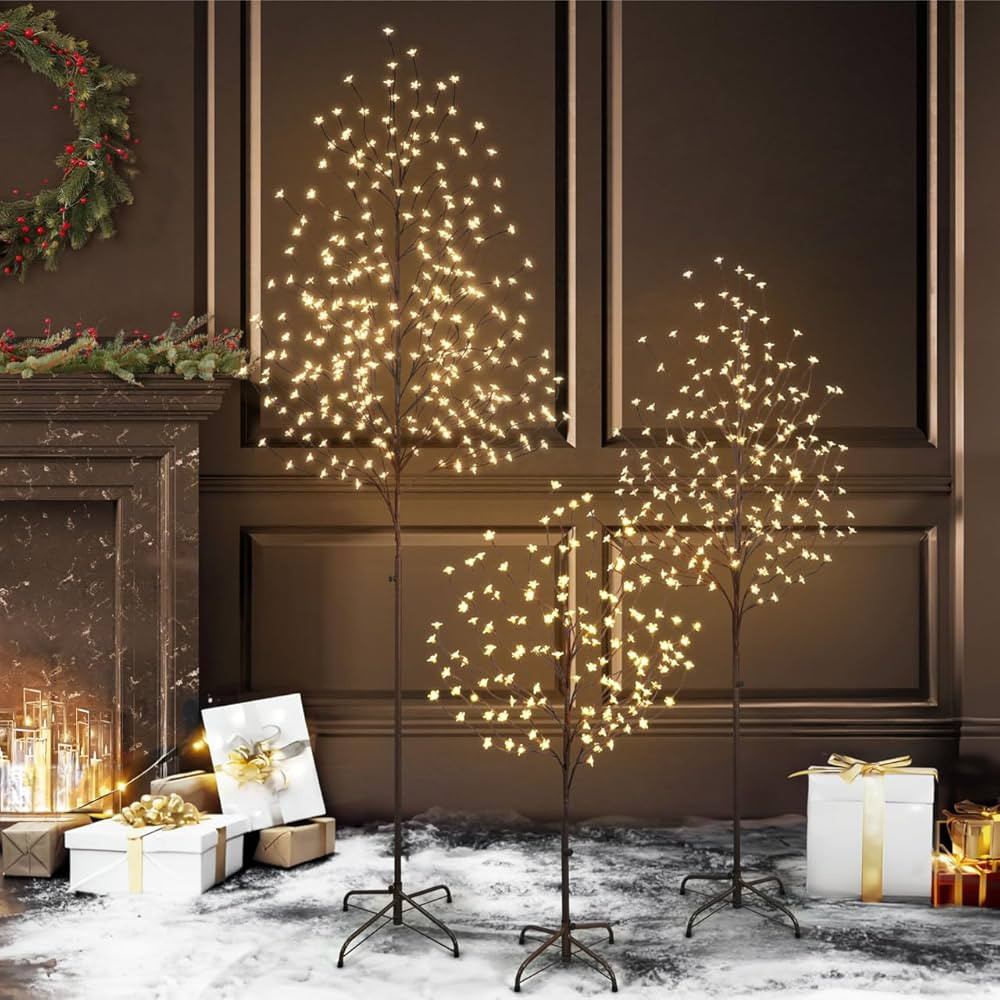 Fencer Wire Twinkling Artificial Cherry Blossom Tree w/ 136/208/288 LED Lights, Full Adjustable B... | Amazon (US)