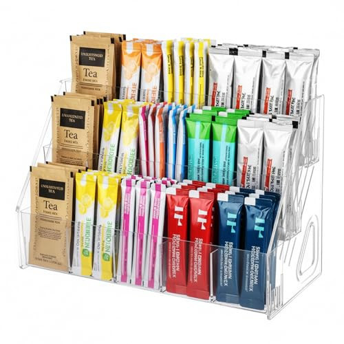 Drink Packet Organizer, 3-Tier Water Flavor Packet Holder with 15 Slots | Amazon (US)