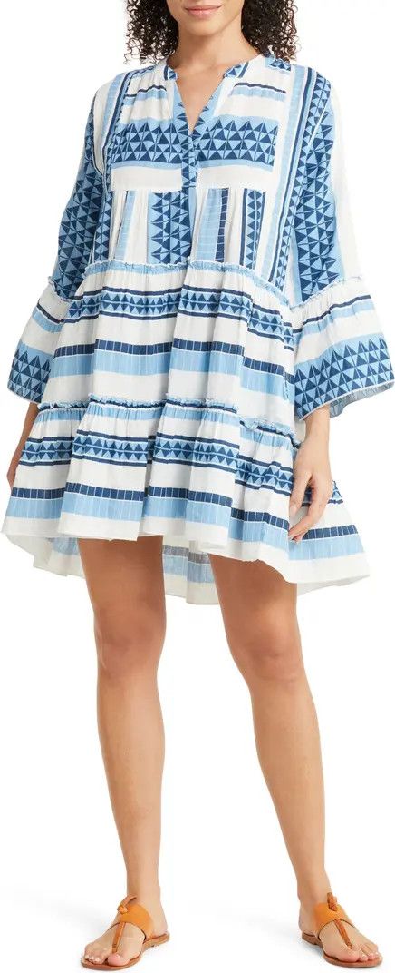 Geometric Print Tiered Cotton Cover-Up Dress, Nordstrom Sale, Nordstrom Anniversary Sale, Nordstrom  | Nordstrom