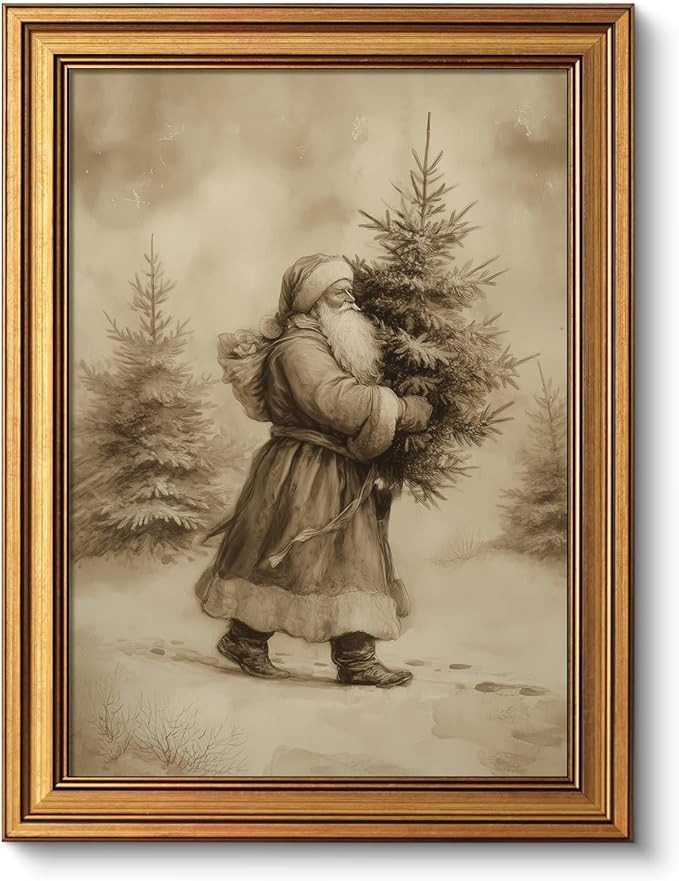 VIYYIEA Vintage Gold Framed Wall Artwork, Christmas Canvas Painting Home Decor, Oil Painting, Bed... | Amazon (US)