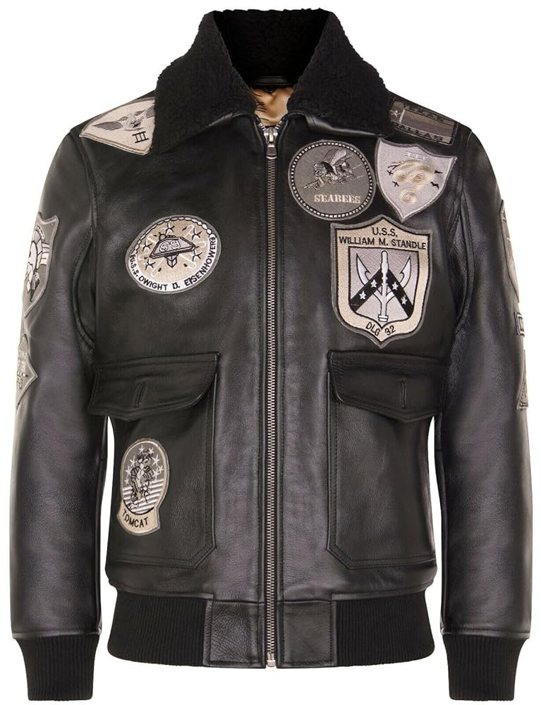 Infinity Leather Men's Dusky Black Air Force A2 Flight Leather Bomber Jacket | Amazon (UK)