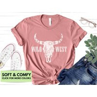 Boho Cow Skull Shirt For Women - Wild West Tshirt For Cowgirl Bull T-Shirt Western Graphic Tee Cute Gift Her Sw | Etsy (US)