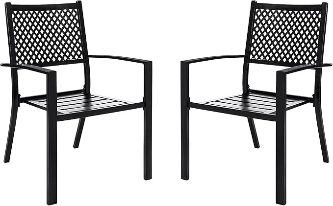 Bigroof Outdoor Patio Dining Chairs Set of 2, Metal Stackable Bistro Deck Chairs Support 300LB Al... | Amazon (US)