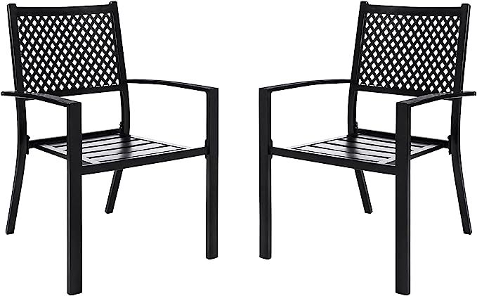 Bigroof Outdoor Patio Dining Chairs Set of 2, Metal Stackable Bistro Deck Chairs Support 300LB Al... | Amazon (US)