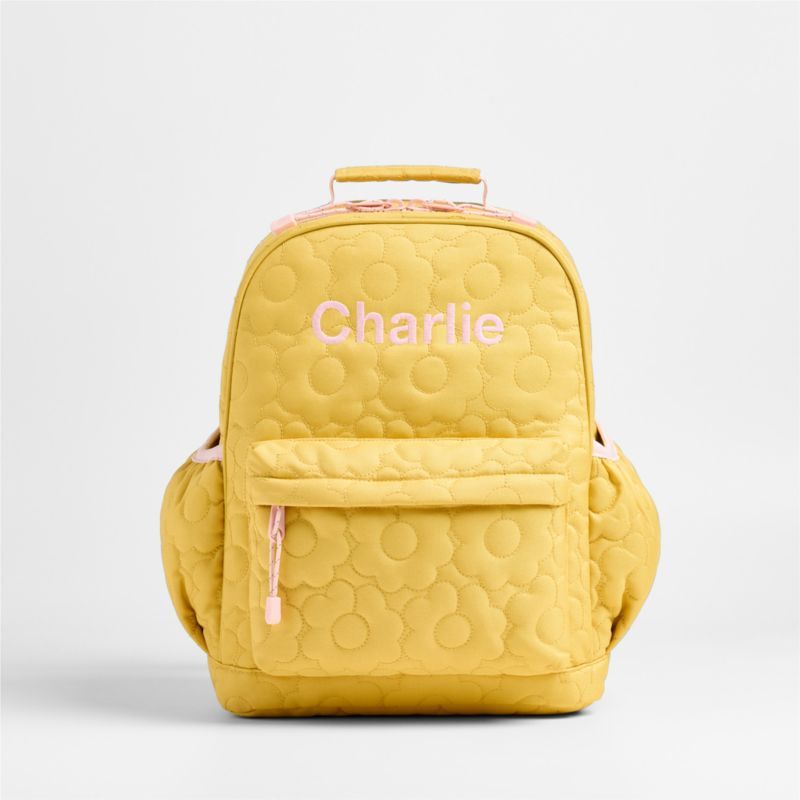 Quilted Yellow Flower Medium Kids Backpack with Side Pockets + Reviews | Crate & Kids | Crate & Barrel