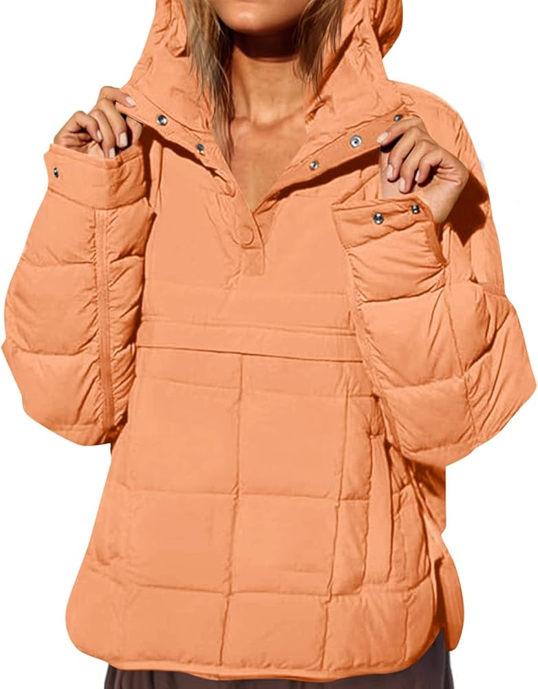 Fazortev Womens Oversized Puffer Jacket Quilted Dolman Hoodies Pullover Long Sleeve Lightweight W... | Amazon (US)