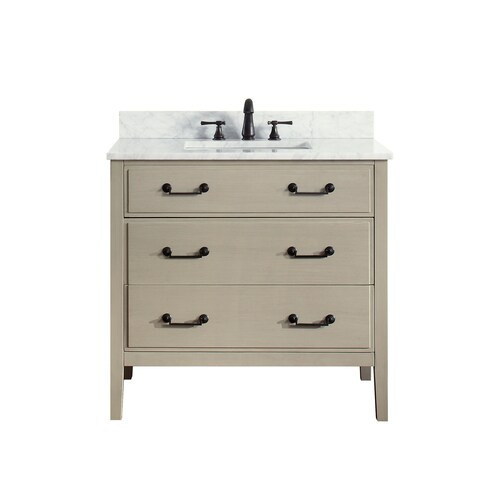 Avanity Delano 37-in Taupe Glaze Single Sink Bathroom Vanity with Carrera White Natural Marble T... | Lowe's