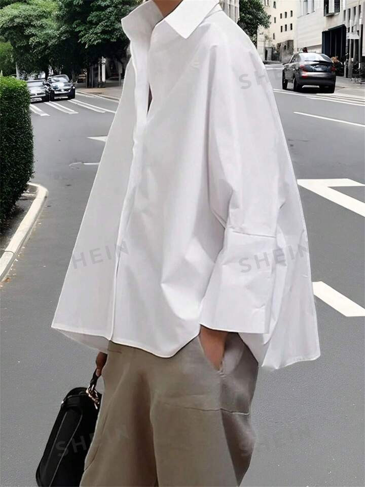 SHEIN Frenchy FRENCHY White Loose Casual Long Sleeve Teacher Shirt | SHEIN