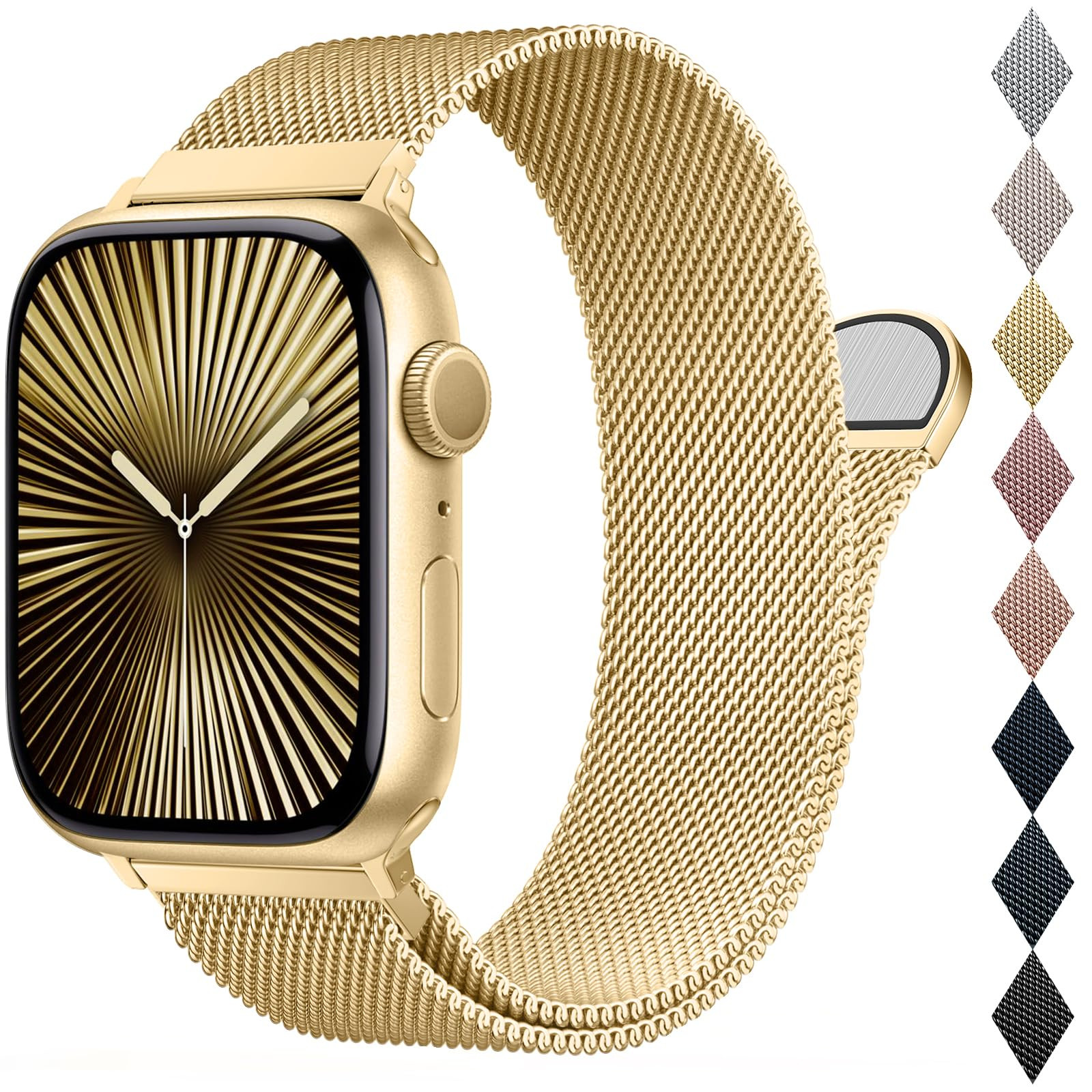 BELONGME Mesh Metal Loop Compatible with Apple Watch Band 42mm 44mm 45mm 46mm 49mm Series 11 10 9... | Amazon (US)