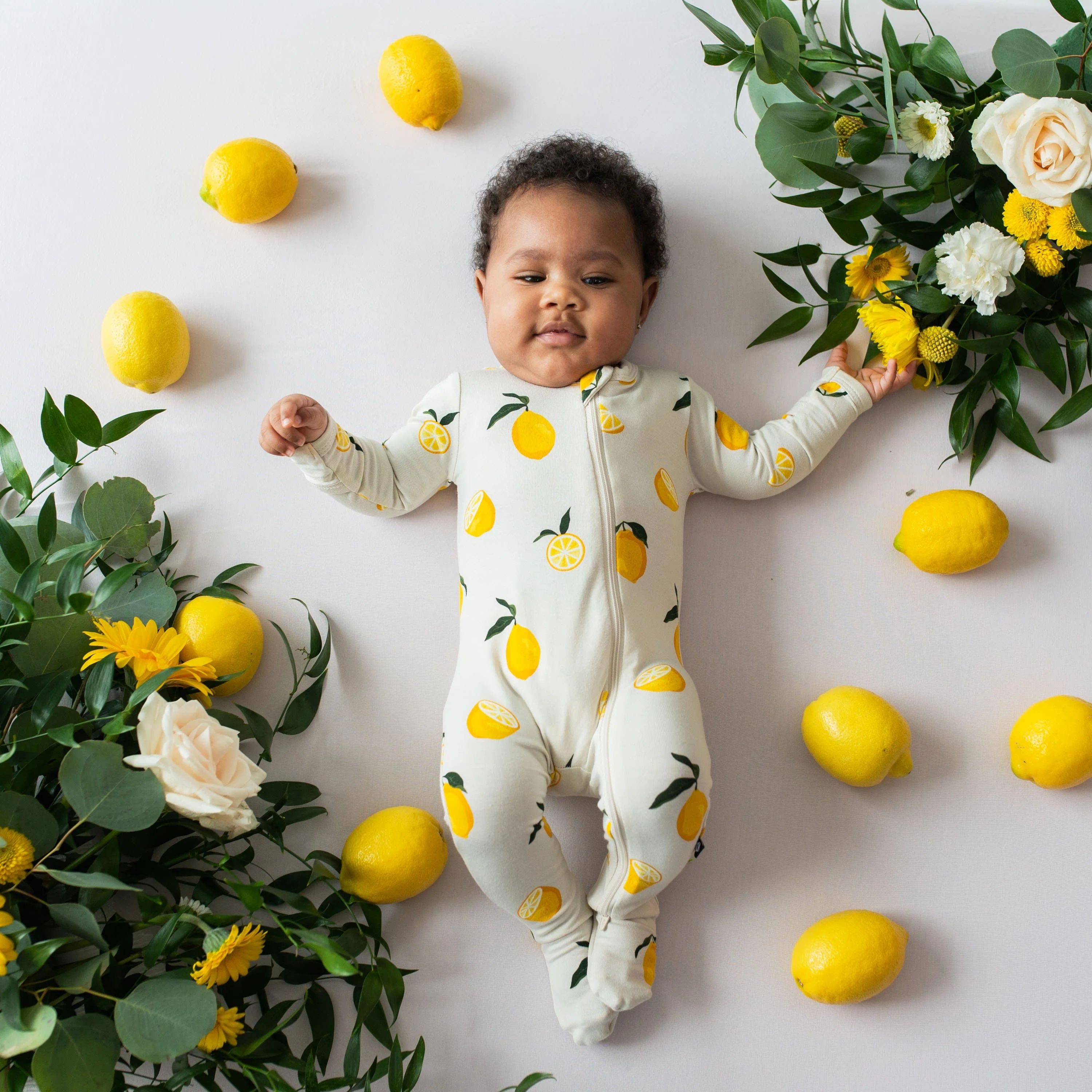 Zippered Footie in Lemon | Kyte BABY