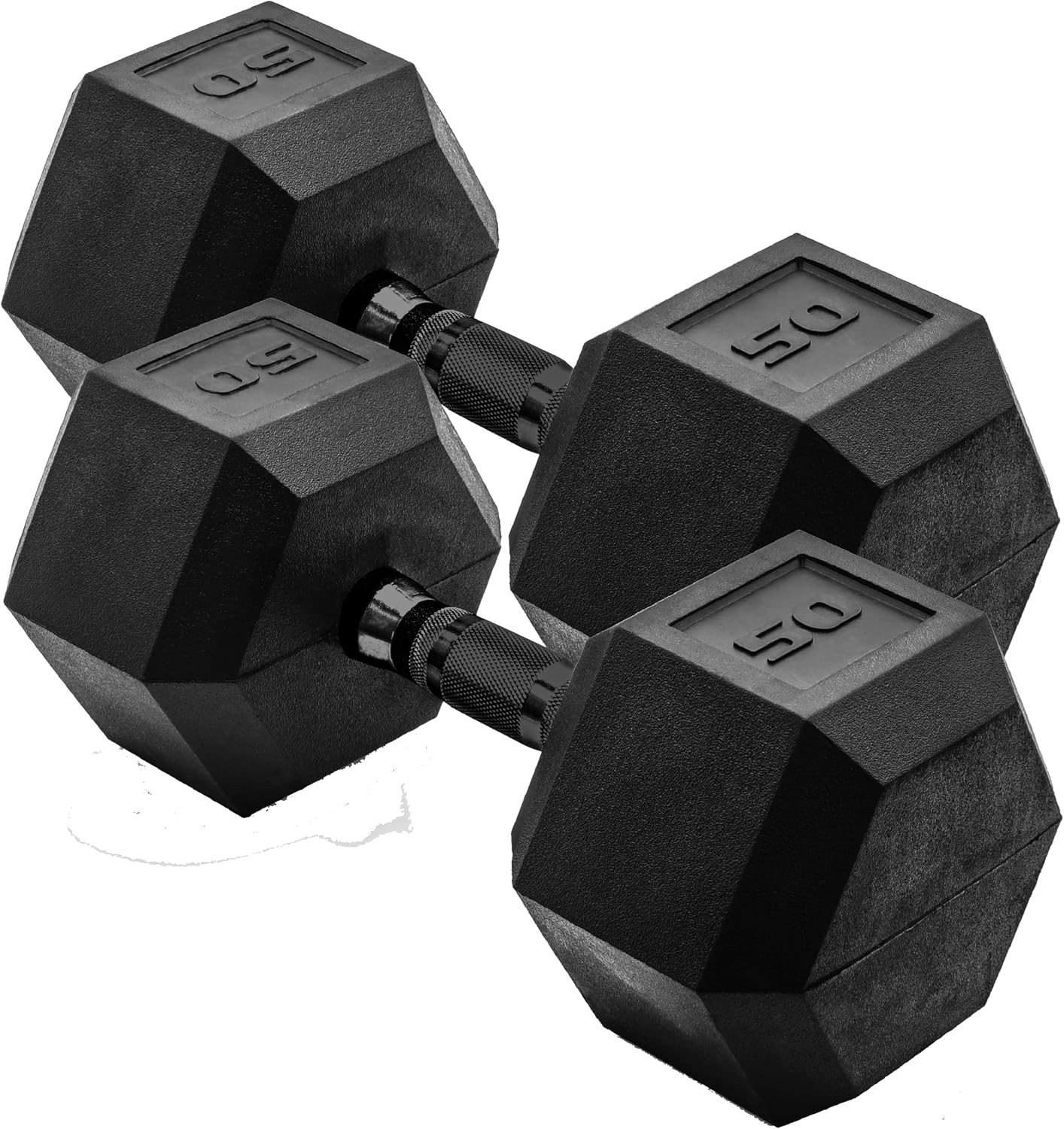 CAP Rubber Coated Dumbbell Weights, Free Weights for Home Gym Strength Training, Anti-Roll Hex Dumbbells with Black, Chrome & Comfort Grip Handles, Pairs & Sets | Amazon (US)