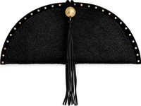 Click for more info about Half Moon Studded Straw Clutch
