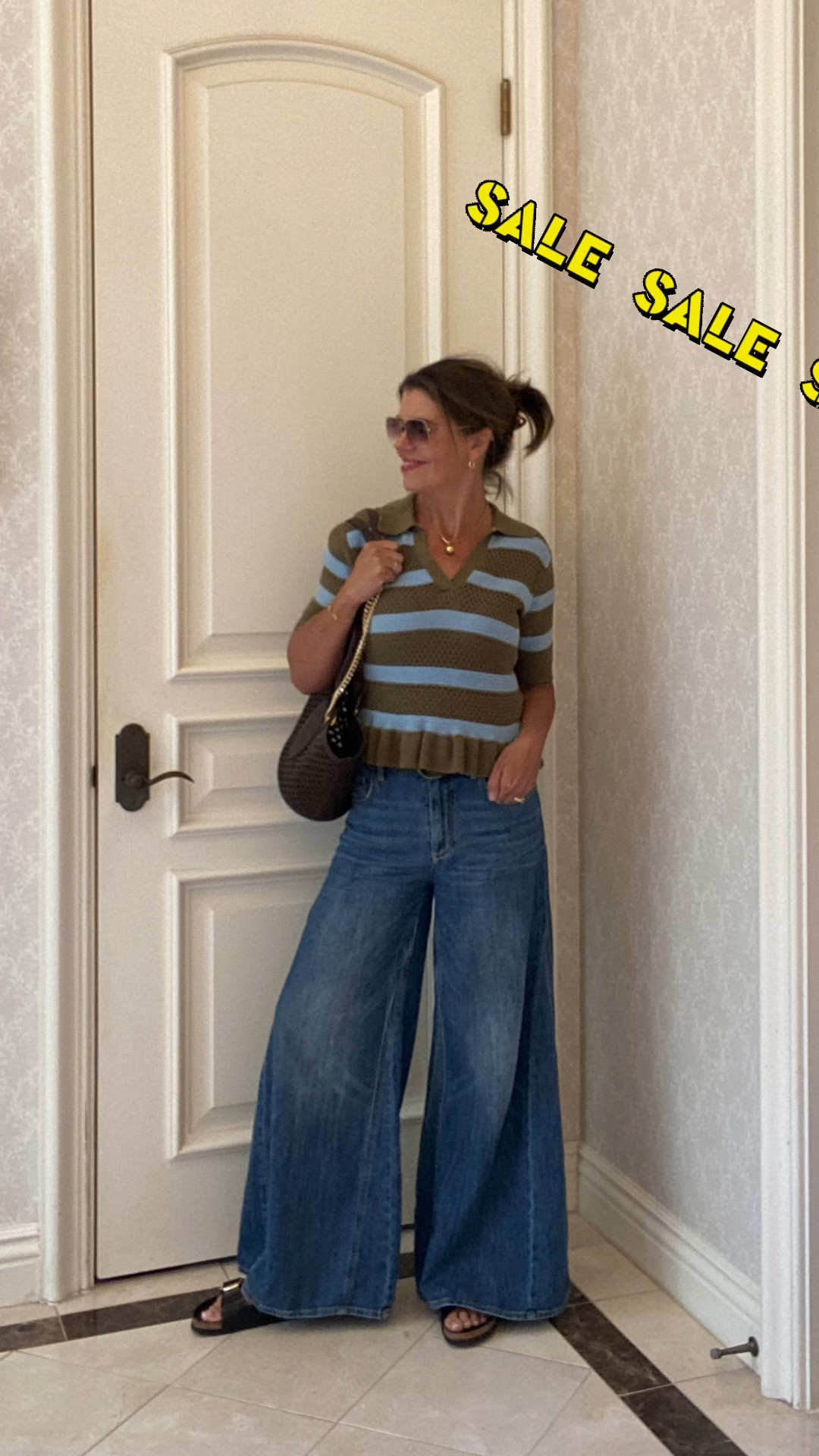 Knit, stripe, polo collar, crochet, ruffle and 2 fun retro colors- all in one top and on sale, under $50! ✨✨

#LTKSaleAlert #LTKOver40 #LTKootd