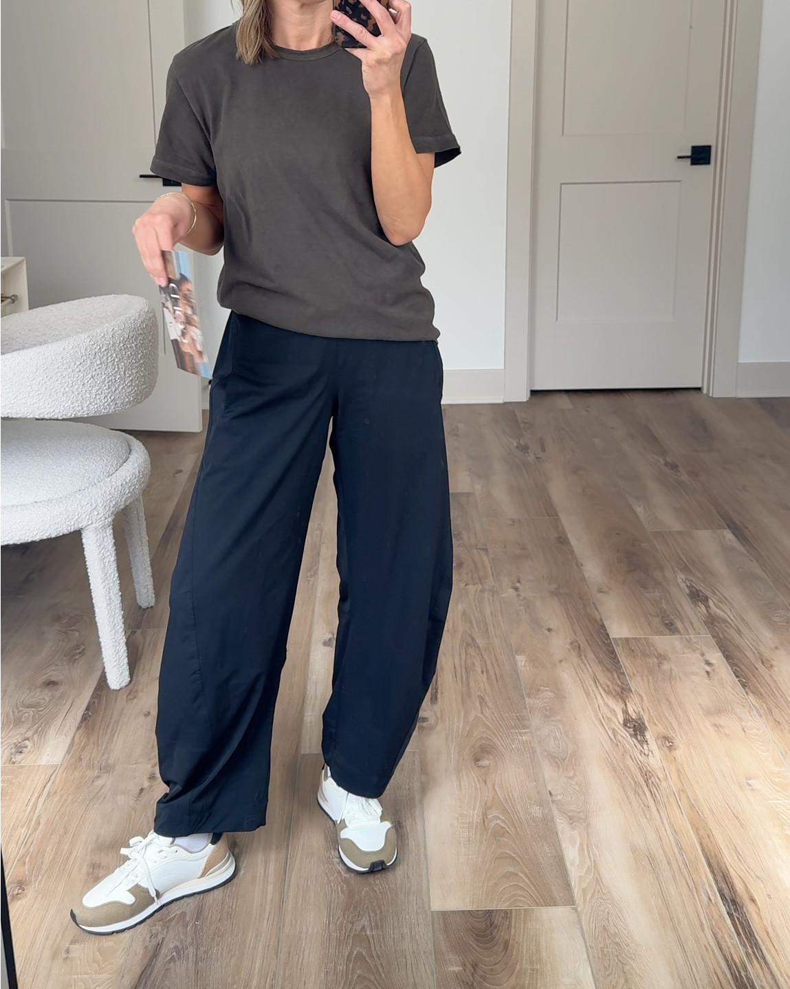 Wearing XS tee for classic, relaxed fit (unisex), 4/reg pants (sized up one)

#LTKootd #LTKgrwm #LTKOver40