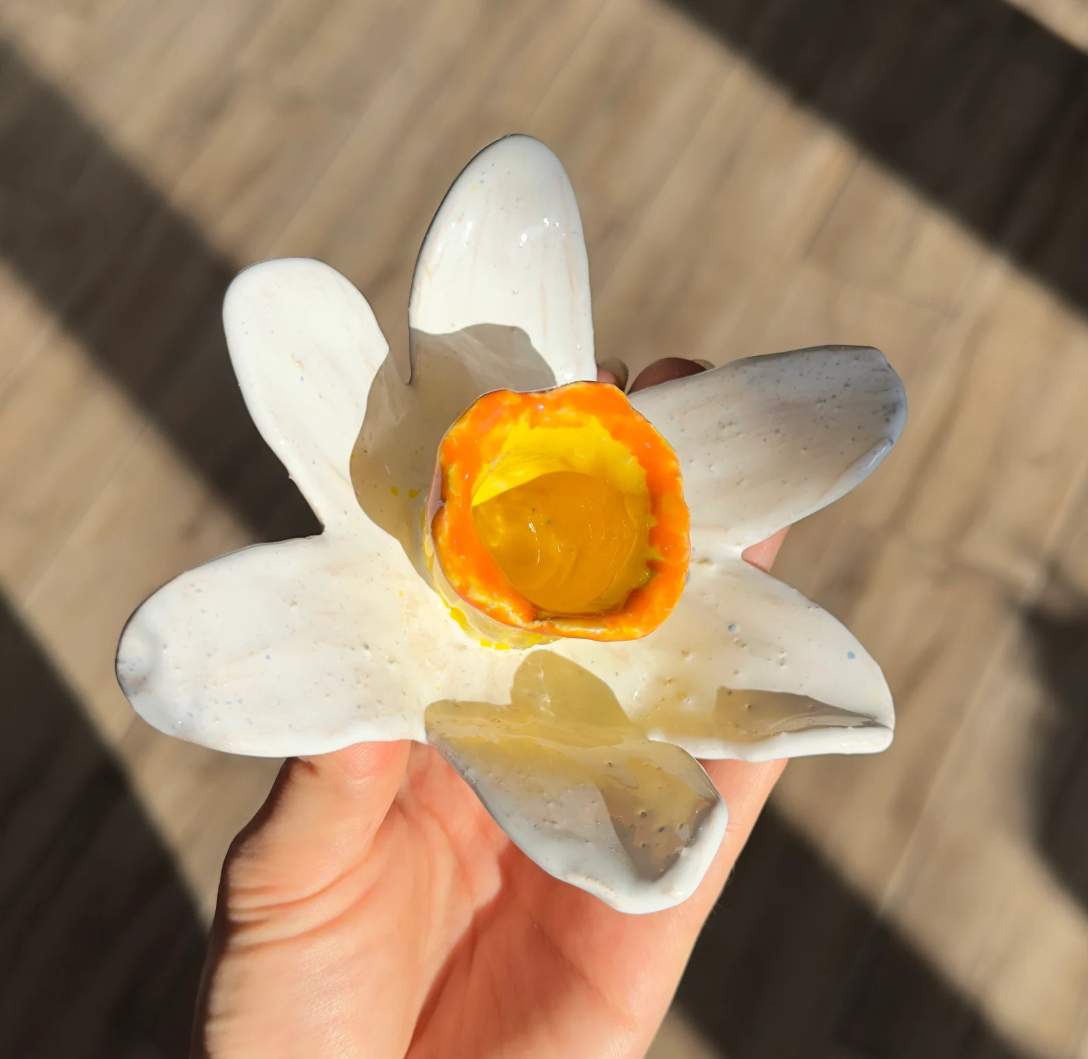 White daffodil ceramic candle holder | Etsy (US)