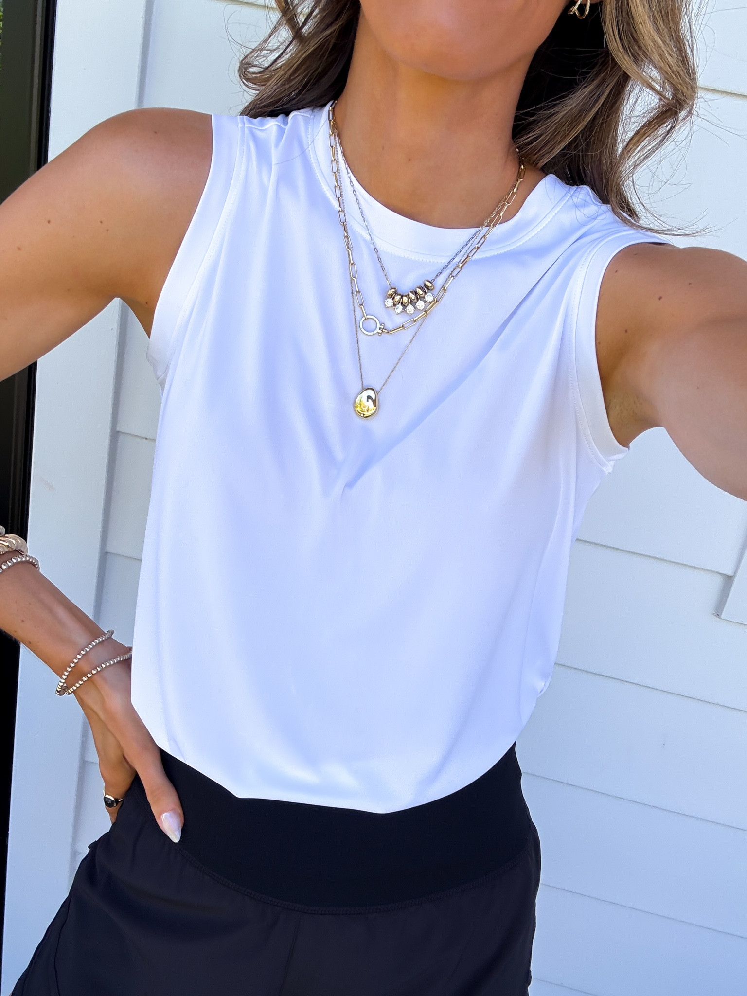 Wearing a xsmall tank and shorts. 

#LTKmomlife #LTKActive #LTKfitnessgoals