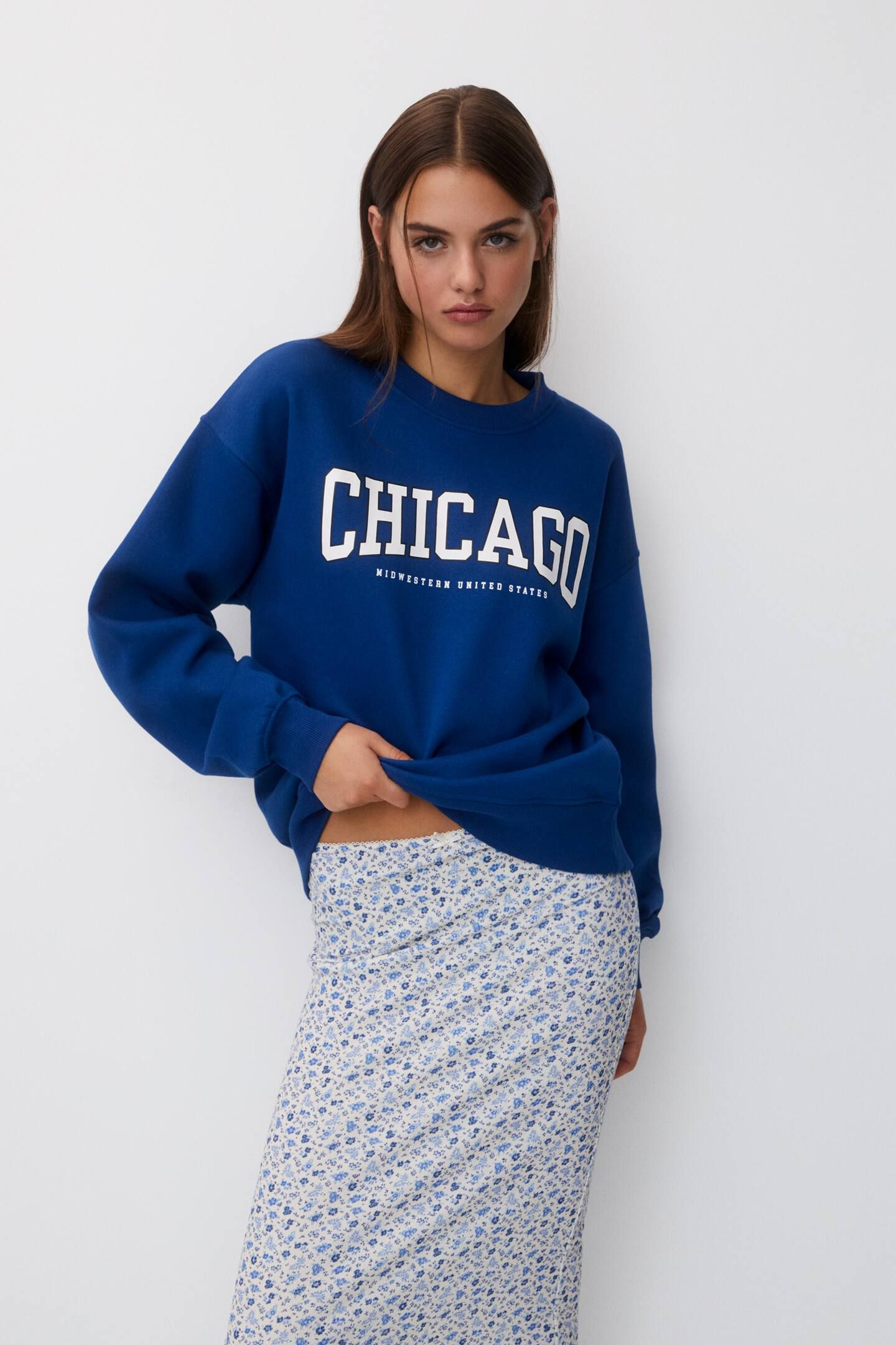 Round neck university sweatshirt | PULL and BEAR UK