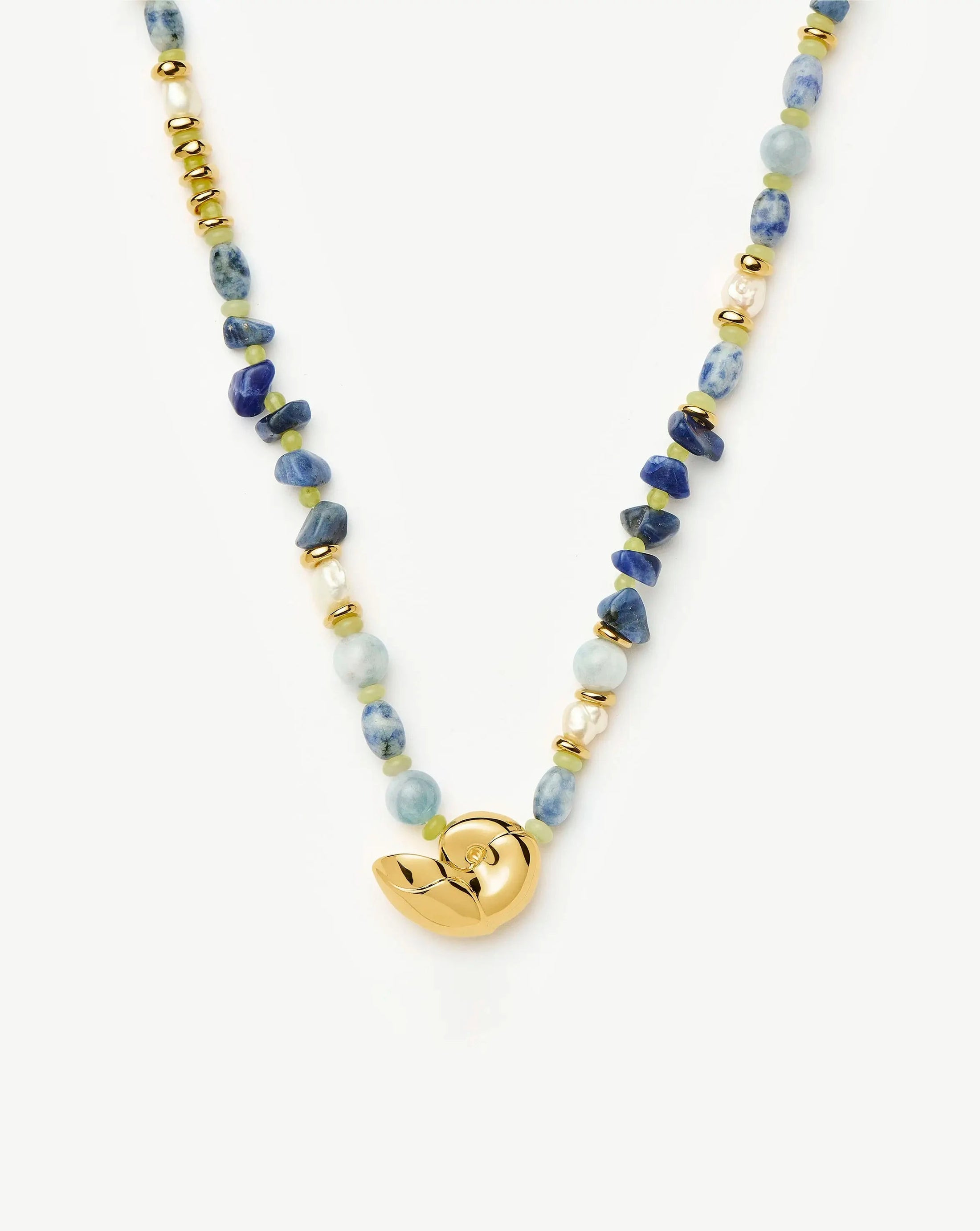 Shell Statement Multi Beaded Necklace| Gold Plated / Multi Gemstone Necklaces | Missoma UK