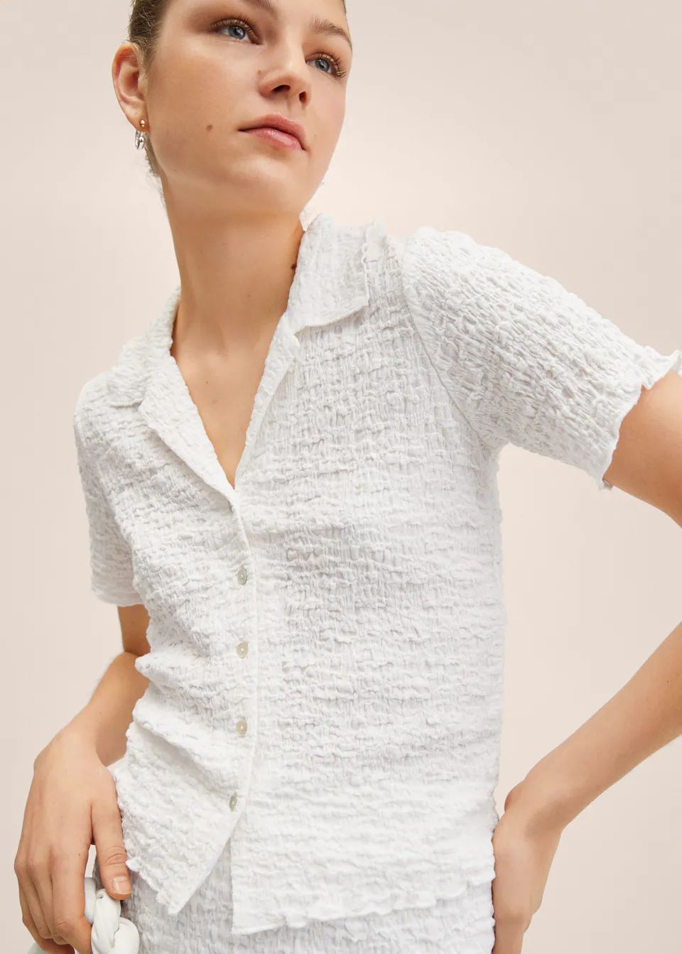 Textured cotton shirt | MANGO (US)