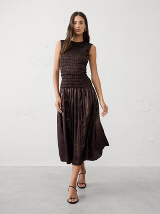 Metallic Maxi Fit-and-Flare Dress | Banana Republic Factory