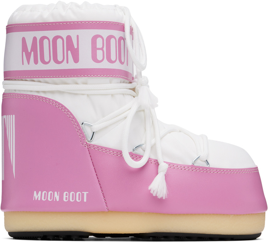 Moon Boot Pink & White Icon Low Boots | SSENSE