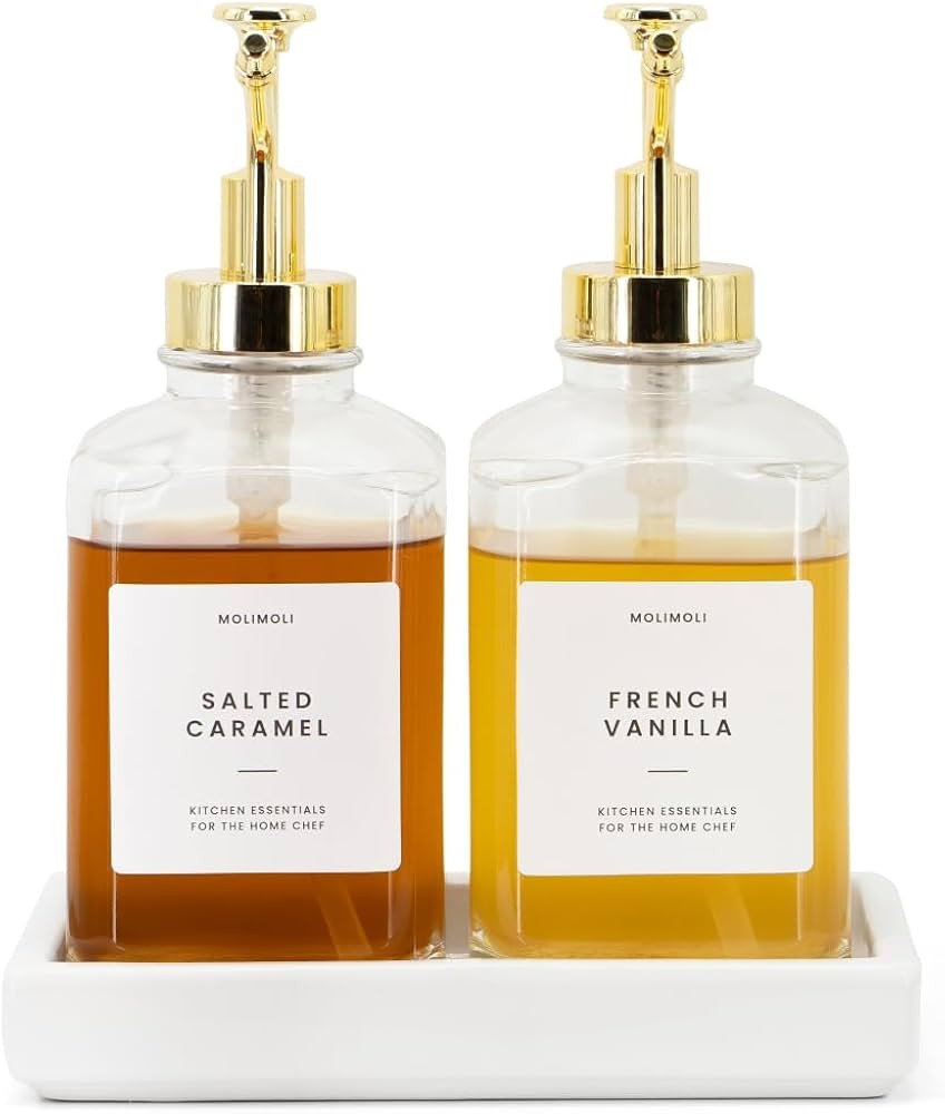 Molimoli Square Coffee Syrup Dispenser for Coffee Bar, Coffee Pump Dispenser, Glass Syrup Bottle ... | Amazon (US)