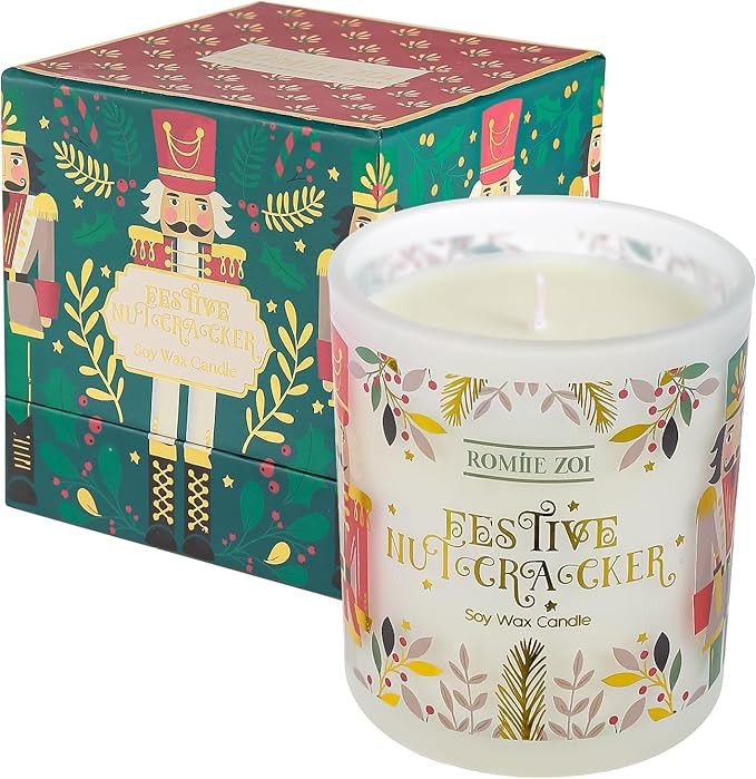 Christmas Scented Candle - 6oz Soy Wax Candle, Nutcracker Winter Candle for Home Decor, Infused w... | Amazon (US)