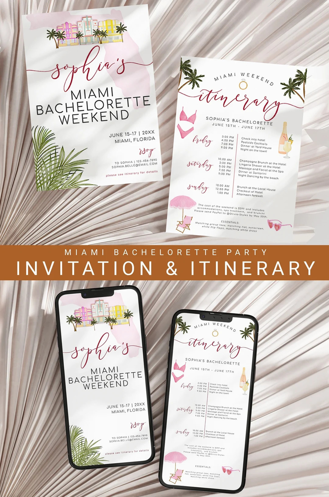 Miami Bach Party Invitation Weekend Itinerary Editable - Etsy | Etsy (US)