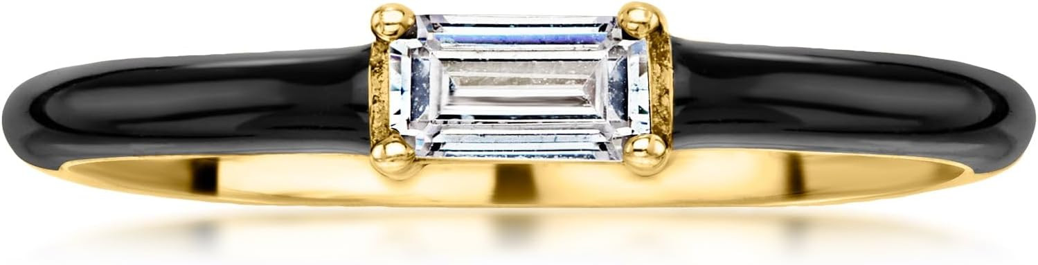 Ross-Simons Italian .30 Carat CZ and Black Enamel Ring in 18kt Gold Over Sterling | Amazon (US)