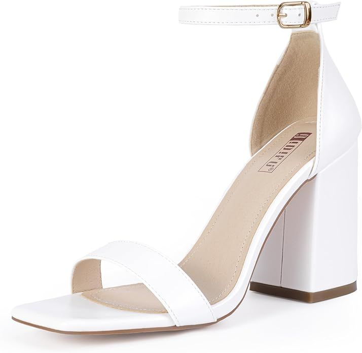 IDIFU IN4 High Chunky Block Heels Square Open Toe Ankle Strap Heeled Sandals Wedding Bridal Prom ... | Amazon (US)